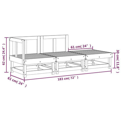 3-delige Loungeset – Tuinset – Loungeset – Tuinmeubelen – Tuinbank Bruin – Massief Grenenhout – Compact Formaat