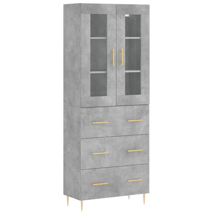 Hoge Kast – Opbergkast – Kast Met Deuren – Bergkast – Boekenkast – Grijs Betonlook – 180 cm Hoog – Duurzaam Hout