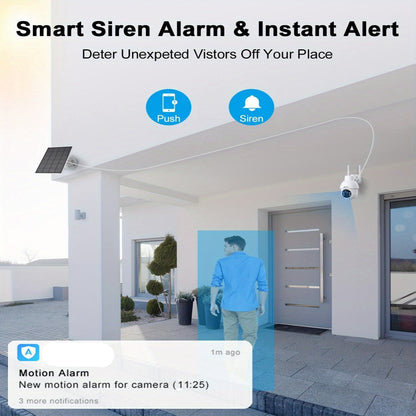 Beveiligingscamera – Solar Camera – Nachtzicht Camera – 360° Camera – 3MP HD – Zonne- En Usb-Oplaadbaar – Bewegingsmelder Met Tweewegscommunicatie
