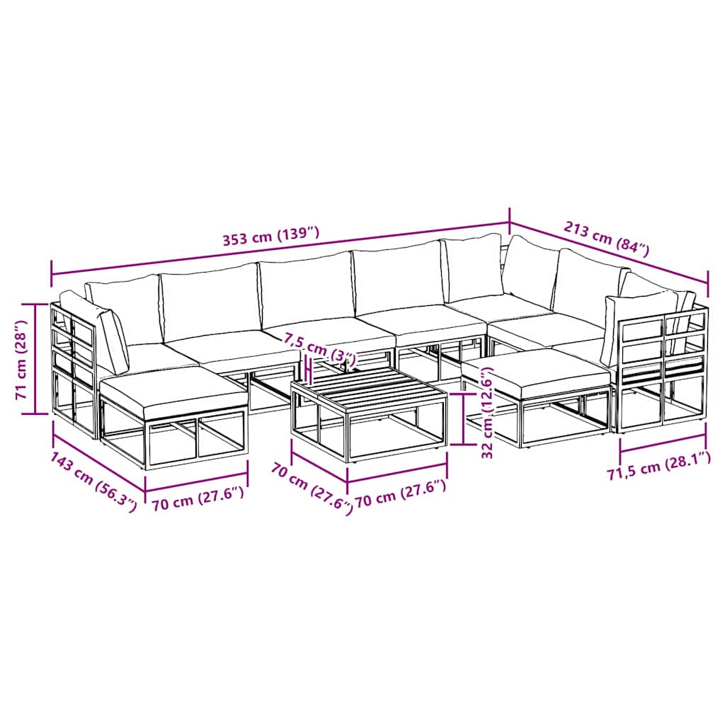 Tuinbank – Buitenbank – Loungeset – Tuinmeubel – Balkonbank – Modulariteit – Weerbestendig met Kussens