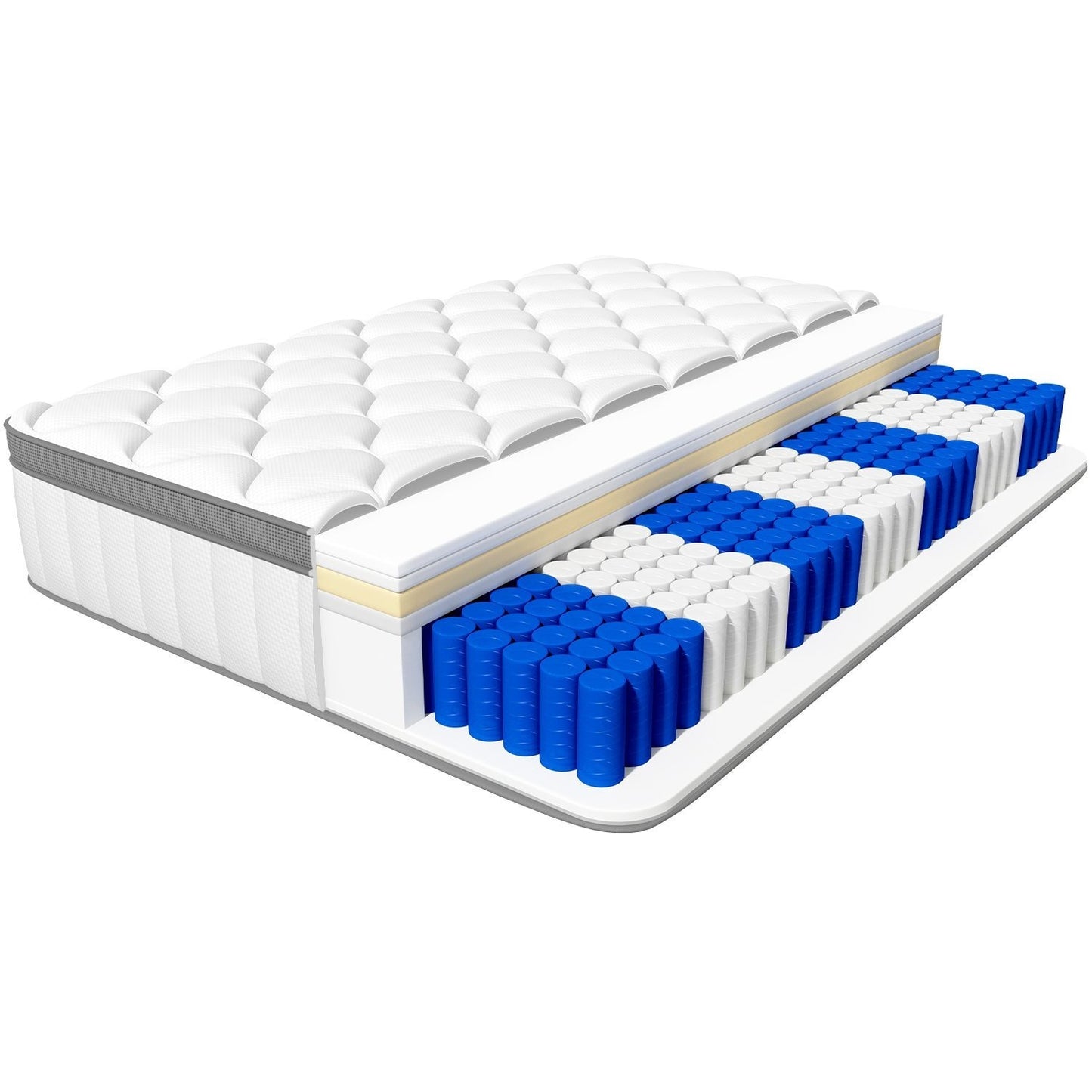 Matras – Pocketveer Matras – Tweepersoonsmatras – Eenpersoonsmatras – Logeermatras – 7-Zone Pocketvering – Stevig Support – Ademend Katoenen Hoes – 90x200 cm