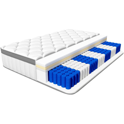 Matras – Pocketveer Matras – Tweepersoonsmatras – Eenpersoonsmatras – Logeermatras – 7-Zone Pocketvering – Stevig Support – Ademend Katoenen Hoes – 90x200 cm