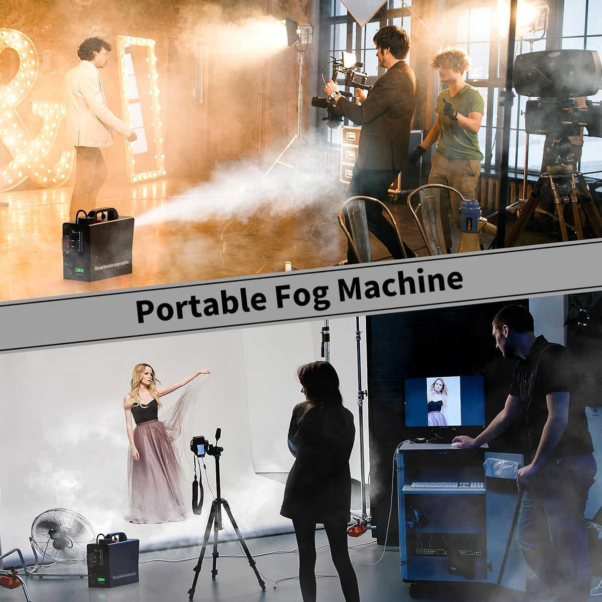 Rookmachine, Mistmachine, Rookmachine op Accu, Handmistmachine 400 W, 21000 mAh, zichtbare stroom, voor theater, film- en tv-filmwerkzaamheden, Halloween, Kerstmis, feesten, familiefeesten