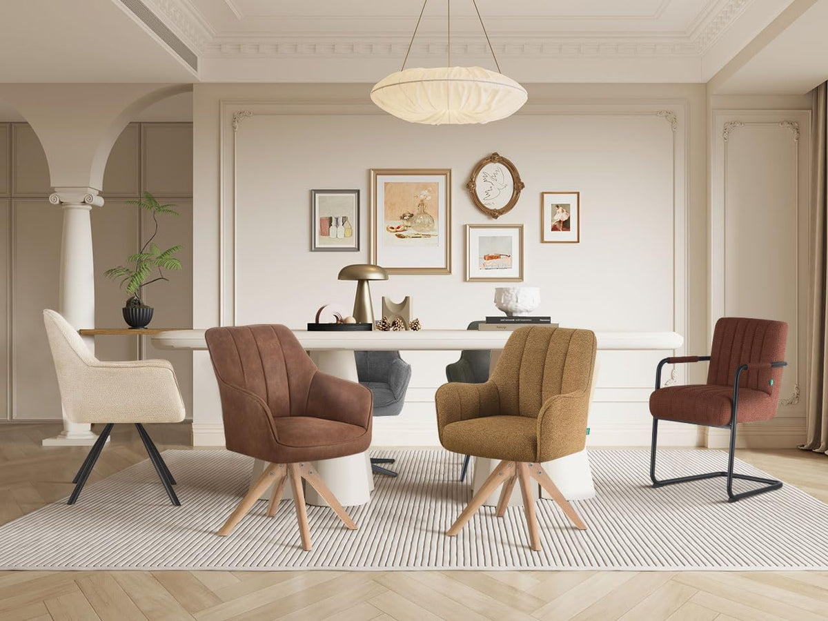 Draaistoelen Eetkamerstoelen – Keukenstoelen – Bureaustoelen – Make-up Stoelen – Set Van 2 – Gestoffeerd Zwart – Massief Eikenhout – 360° Draaibaar