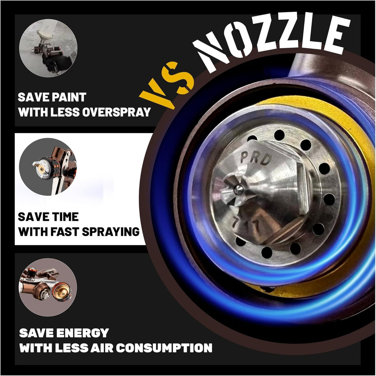 Spuitpistool – Verfspuitpistool – Autolakspuit – Airbrush – Lagedrukspritpistool – Lichtgewicht 460g – Metalen Luchtverdeelring