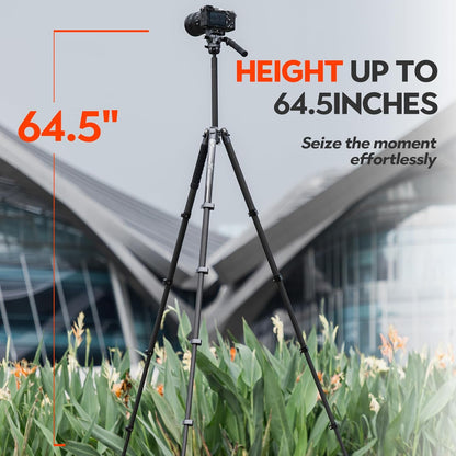 Reiscamerastatief – Camerastatief – Fotostatief – Reisstatief – Carbonvezelstatief – Ultralicht 1,34 Kg – Vloeistofkop Met 360° Panoramische Kogelkop