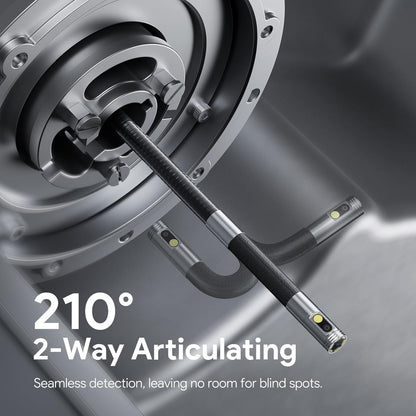 DEPSTECH Dubbele Lens 210° Twee-Weg Scharnierende Endoscoop Inspectiecamera, 1080P HD Borescoop met Licht, 4,5'' IPS Scherm, 8,5mm Sonde, 1,5M Waterdichte Flexibele Slangcamera voor Automotive, Wand