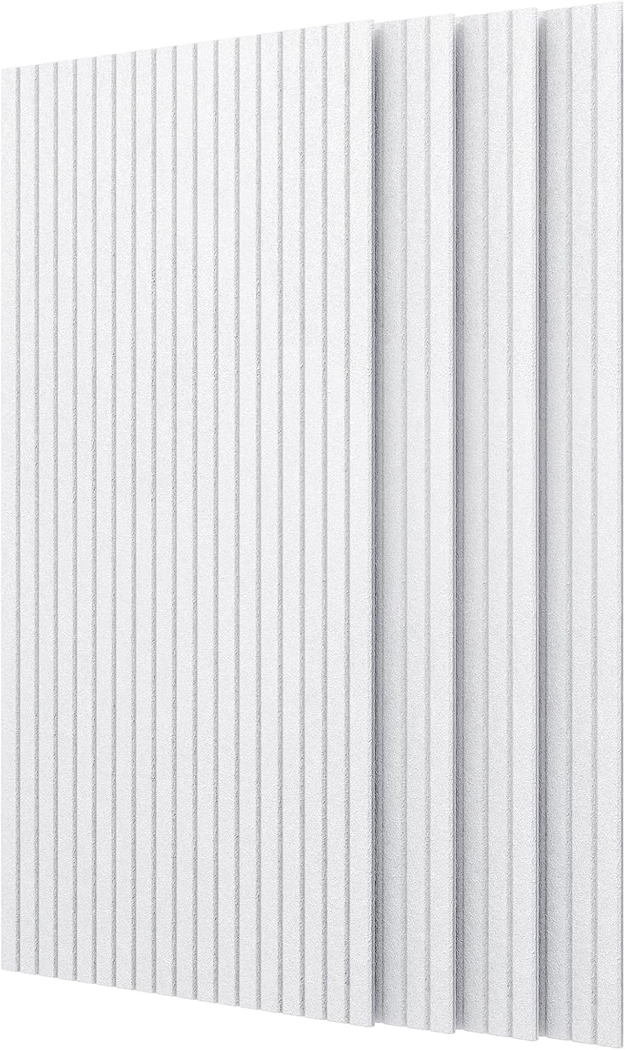 4 stuks akoestische panelen, 120x60 decoratieve geluiddichte wandpanelen, grote zelfklevende geluidsabsorberende panelen voor kantoor, thuisbioscoop, studio, wit