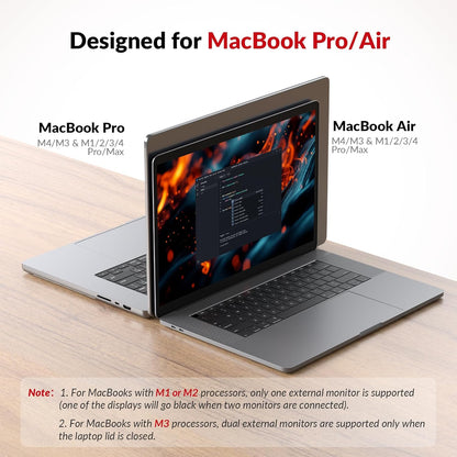 AV Access KVM Switch Docking Station for MacBook, USB-C KVM Switch 2 Monitors 2 Computers, 4K Dual HDMI Displays, 1 Laptop&1 Desktop Switching,Plug&Play, Ethernet, 100W Power Delivery, EDID Emulation