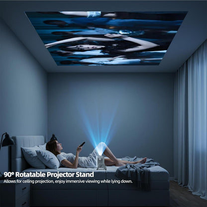 Bettdow Netflix Official, 4K mini-beamer, Full HD 1080P draaibare projector, autofocus/trapeziumcorrectie, 10.000 lumen videobeamer met Android 13, bluetooth 5.2, projector thuisbioscoop/outdoor, wit