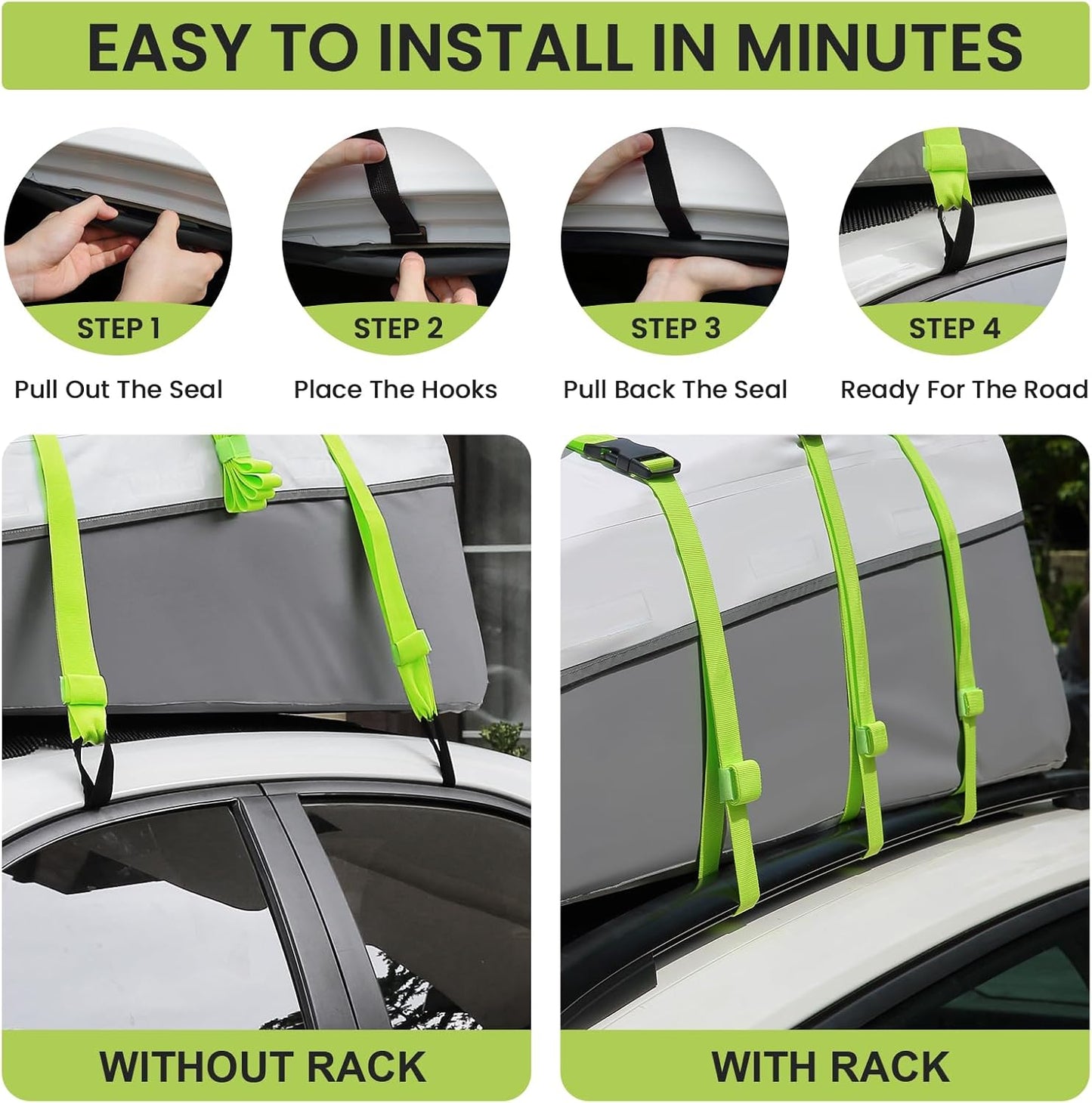 Autodaktas – Daktas – Dakbagagetas – Dakbagagezak – Dakbox Voor Auto – Groen – 20 Kubieke Voet – Waterdicht PVC