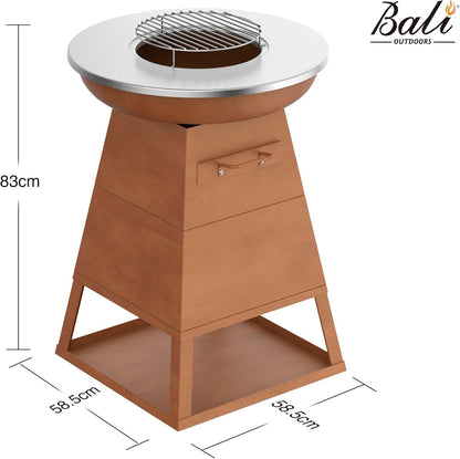 Terrasverwarmer van hout, met plancha-grillplaat
