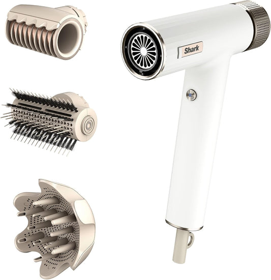 Shark SpeedStyle RapidGloss Haardroger & Finisher voor krullend en krullend haar, 3 stylers, sneldrogend, voor alle haartypes, zonder thermische schade, ionisch, zijde HD334EU