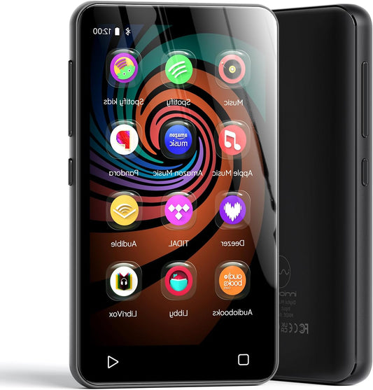 Innioasis Music Player with Bluetooth, WiFi, Spotify, Pandora, Amazon Music, 4-Inch Touchscreen, Libby, Audible, Spotify Kids (Black) - QUORE
