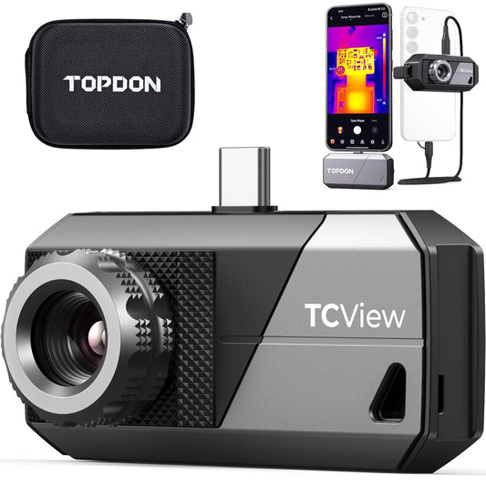 TOPDON TS001 Warmtebeeldcamera Android, observatiebereik 0,1 tot 500 m, 9 mm instelbare lens, 256 x 192 IR-resolutie, handmatig scherpstellende warmtebeeldcamera's voor jacht, outdoor, printplaten,