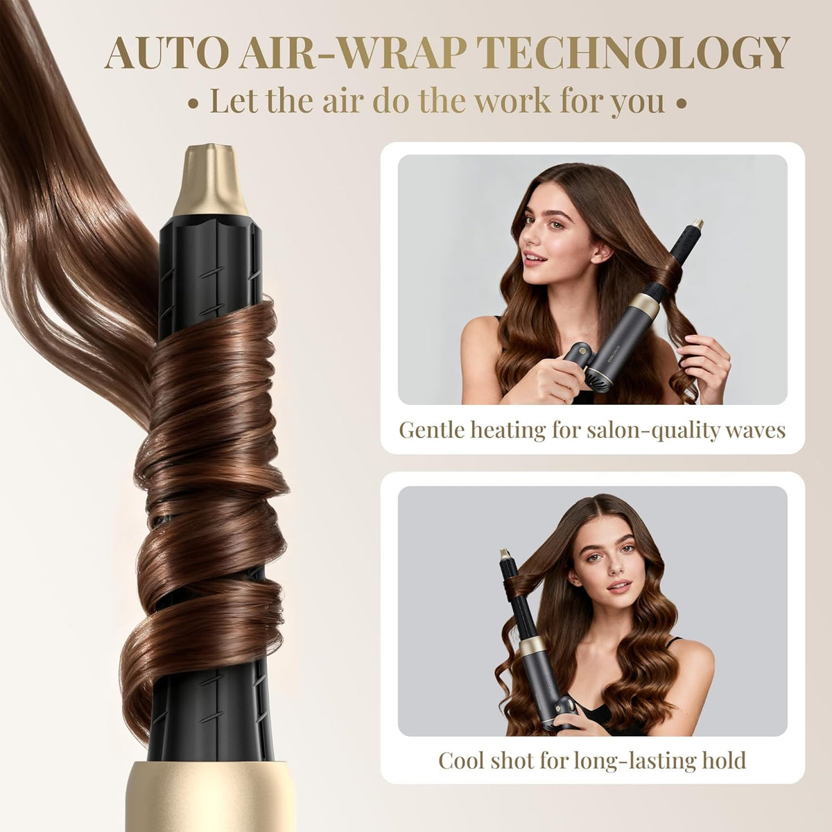 BarberBoss Föhn, Heteluchtstyler, Anti-frizz, Negatieve Ionen, Opvouwbare Föhn en Krultang, Krachtige Motor, Reisstylingtool, Sneldrogende Haarstyler, QR-8850