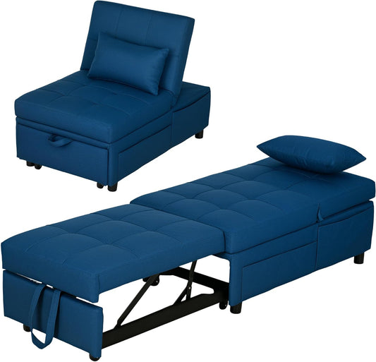 3-in-1 Slaapstoel – Slaapbank – Relaxstoel – Chaise Longue – Slaapbed – Verstelbare Rugleuning Tot 180° – Stevig Eucalyptushouten Frame