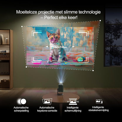 WEMAX 4K Projector【Netflix Gecertificeerd & Google TV】Draagbare Projector met Standaard【4K Ondersteuning & 1080P Native】320 ISO Lumen, Dolby Audio, HDR 10, WiFi/Bluetooth, Smart Projector Home Cinema