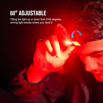 Koplamp - Hoofdlamp - USB-Oplaadbare Zaklamp - met SOS-modus - Bewegingssensor - 2 LED - 1000Lm - 140m Lichtbereik - Looptijd 30 uur - voor Kamperen - Hardlopen - Wandelen - Speleologie - Noodgevallen - 650mAh - IPX4 - Zwart - QUORE