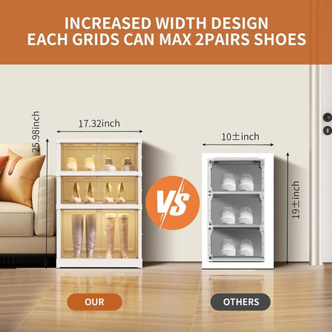 Shoe cabinet - Shoe bench - Shoe rack - Foldable shoe cabinet - Easy installation - Foldable shoe rack - Rack with door - White