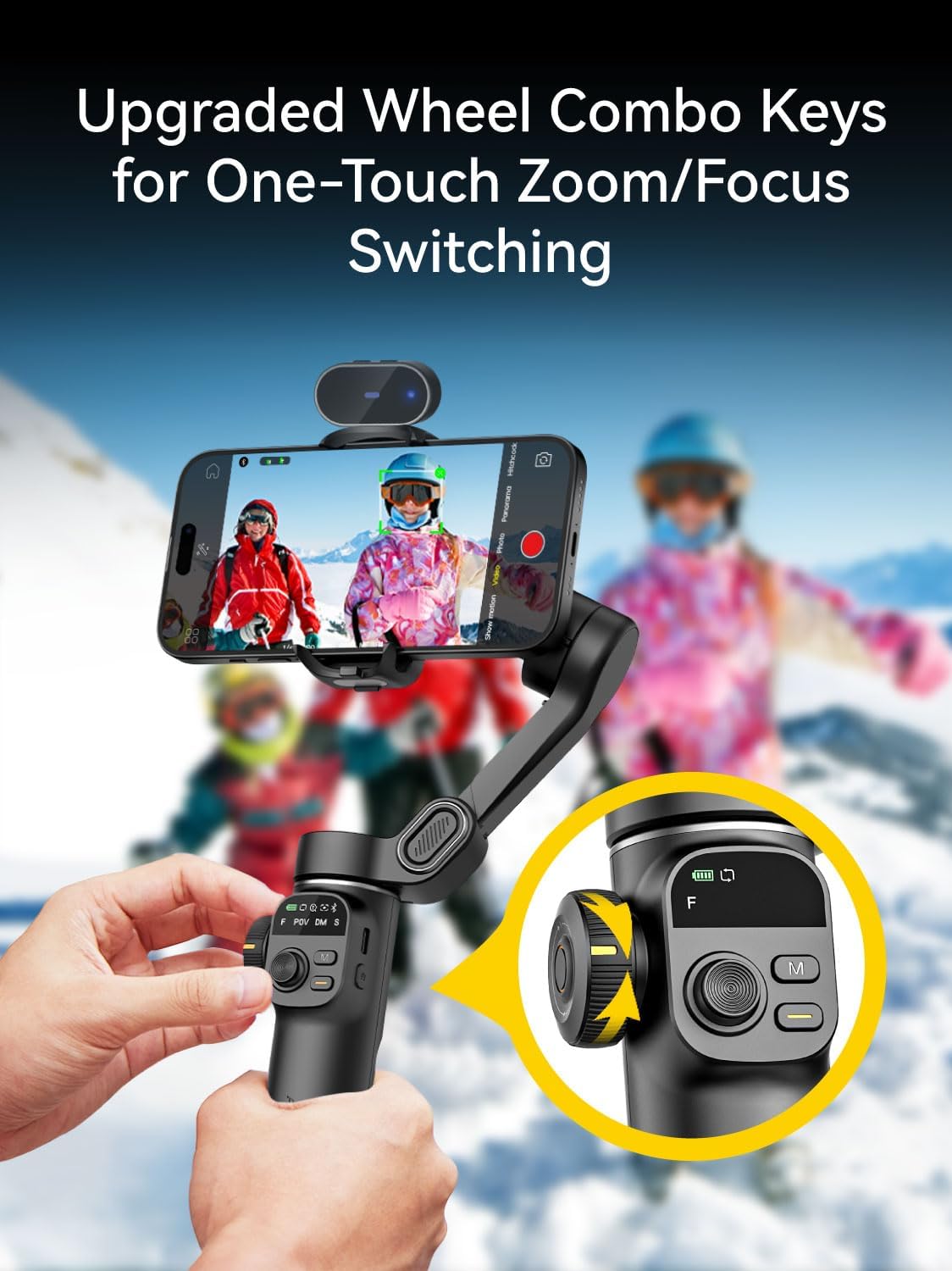 AOCHUAN Gimbal Stabilisator voor iPhone met AI-tracking-sensor, tilt je filmopnames op met 7,8 inch verlengstang, iPhone-gimbal met 8.0 stabiliteit voor sportopnames, Smart X2 AI zwart