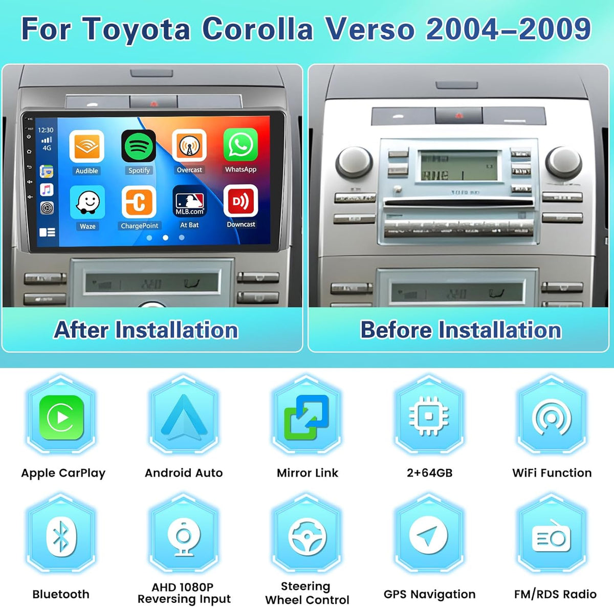Android Autoradio – Carplay Autoradio – Multimedia Receiver – Navigatiesysteem – Touchscreen Radio – 9 Inch Scherm – Draadloze CarPlay & Android Auto