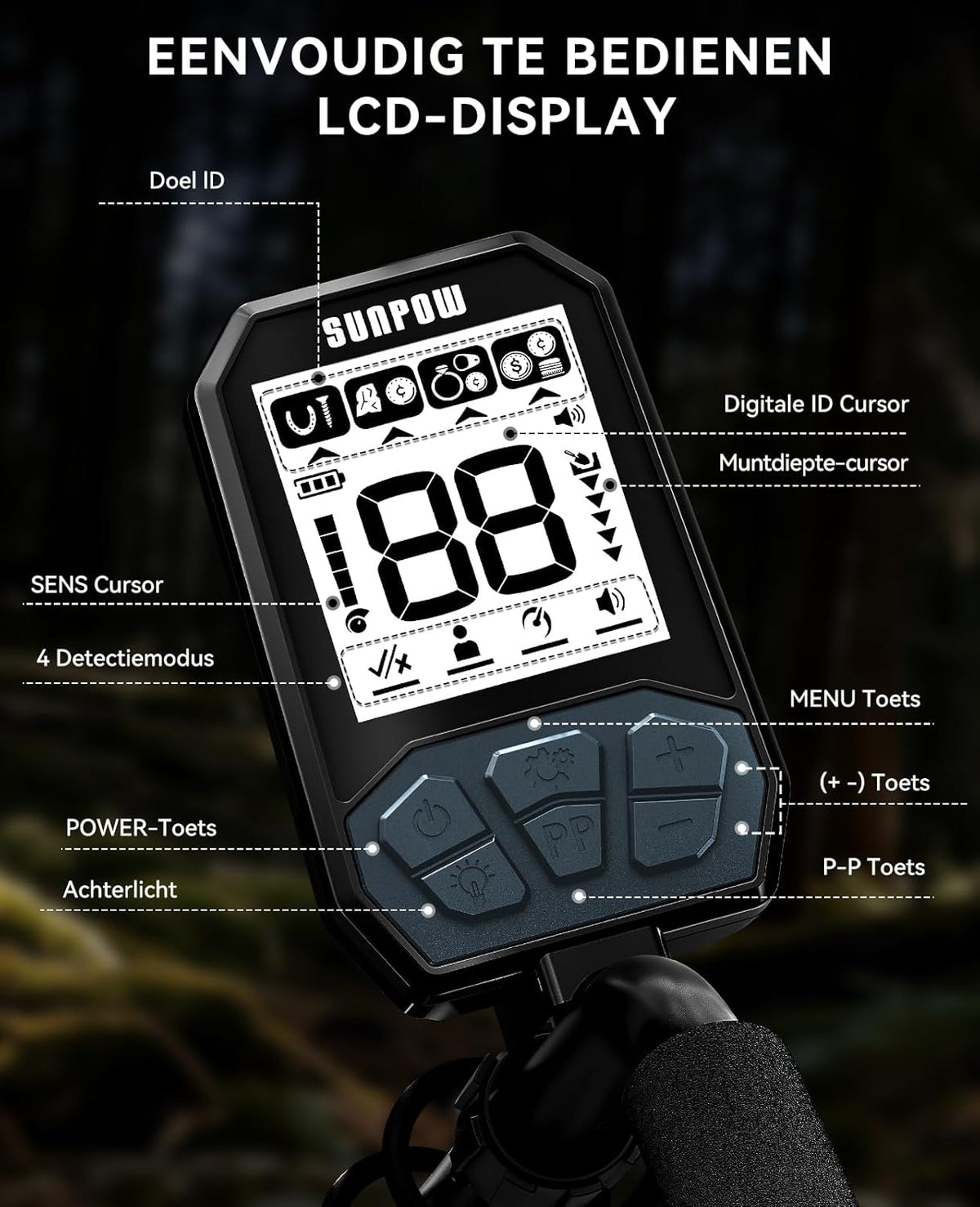 Oplaadbare Metaaldetector Voor Volwassenen En Kinderen – Goudzoeker – Schatzoeker – Muntdetector – Pinpointer – 20 Uur Batterijduur – IP68 Waterdichte Zoekspoel