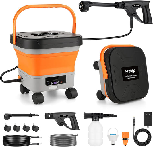Draadloze hogedrukreiniger – Opvouwbare reiniger – Sproeier – Waterpistool – Terrasreiniger – 13L Tank – 7 Instelbare Drukniveaus tot 660 PSI