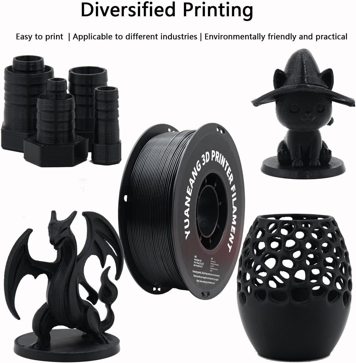 ABS 3D-printerfilament – Filament 3D Printdraad – 3D Printing Draad – Printerdraad ABS – 3D Print Filament Set – 10 Rollen 1,75 mm – Maatnauwkeurigheid +/- 0,03 mm – 1 kg Spoelen Mix Kleuren