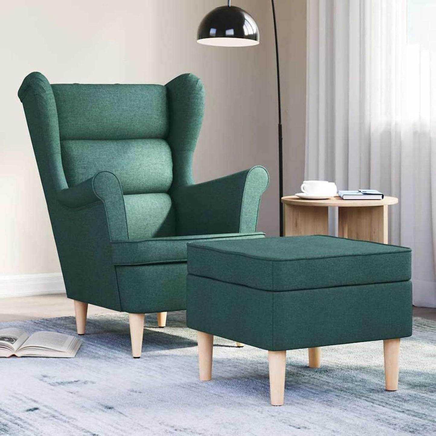 Gecheer 3307994 Armchair with Footstool, Dark Green Fabric Reclining Chair, TV Chair, Sleeping Chair for Living Room, Cinema Evening, Seniors