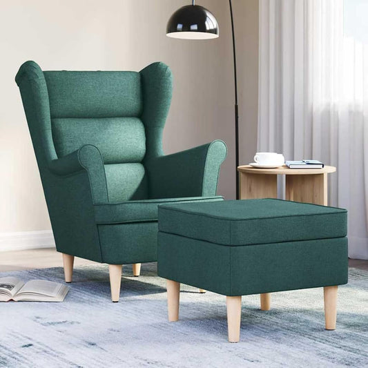 Gecheer 3307994 Armchair with Footstool, Dark Green Fabric Reclining Chair, TV Chair, Sleeping Chair for Living Room, Cinema Evening, Seniors