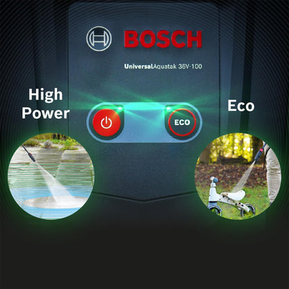 Bosch mobiele accuhogedrukreiniger UniversalAquatak 36V-100 (voor reiniging thuis of onderweg; 36 Volt System; max. 45 minuten looptijd; zonder accu)