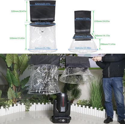 WECAN Professionele regenbescherming voor moving-heads, waterdichte en stofdichte accessoires voor podiumverlichting, transparante regenbescherming voor verticaal hangende podium moving-heads