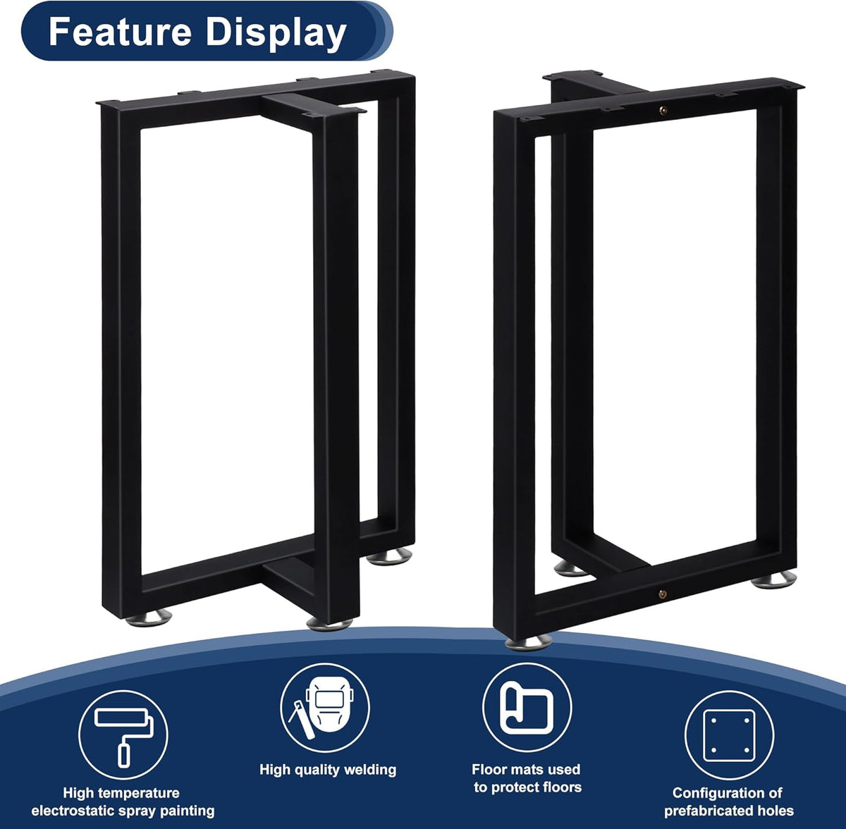 Heavy-duty 28" T-shaped metal legs for modern furniture.Powder-coated black finish, perfect for dining tables, kitchen, workbenches and home offices.Durable and versatile.(Set of 2)