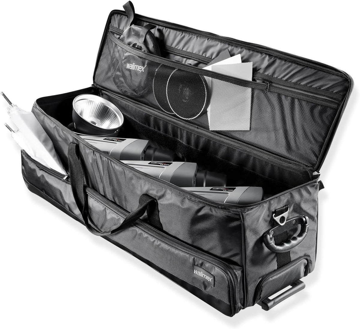 Walimex pro Studio-Trolley XL (incl. uittrekbare trolleygreep, gevoerde schouderriem, variabele binnenindeling), zwart