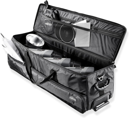 Walimex pro Studio-Trolley XL (incl. uittrekbare trolleygreep, gevoerde schouderriem, variabele binnenindeling), zwart