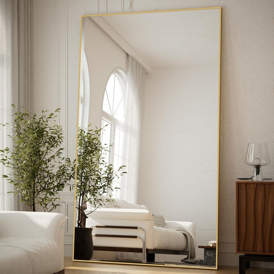BEAUTYPEAK Extra grote full-body spiegel 102 x 218 cm, onbreekbare staande spiegel, om op te hangen of te kantelen tegen de muur, grote vloerspiegel met houder voor slaapkamer, woonkamer