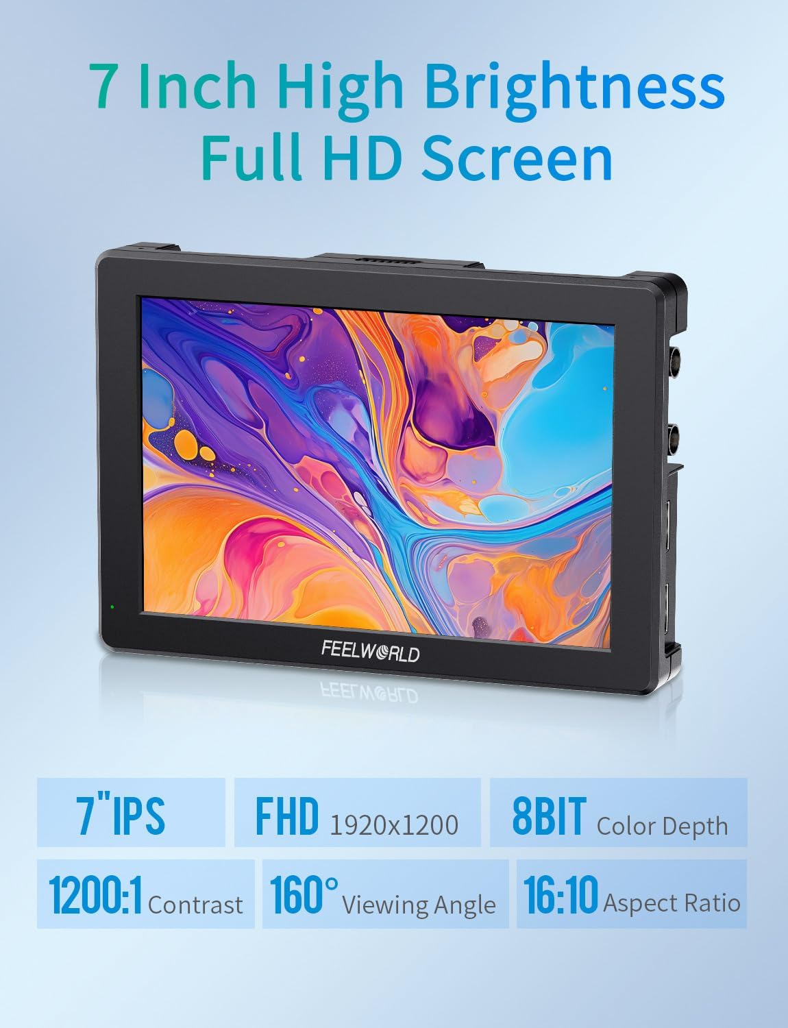FEELWORLD T7SPRO 2000 Nits Camera Field Monitor 7 Inch 1920x1080 IPS Camera Monitor met 4K HDMI & 3G-SDI In/Out,3D LUTs,Waveform,HDR,Aluminium Behuizing Inclusief 4400 mAh Batterij en Tas