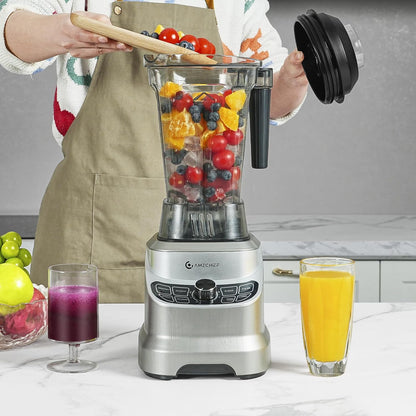 AMZCHEF Professionele blender met 8 instelbare snelheden, 1800 W mixer krachtige mixer voor de keuken, blender van 1,85 l voor shakes, smoothies, ijscrushen, bevroren vruchten