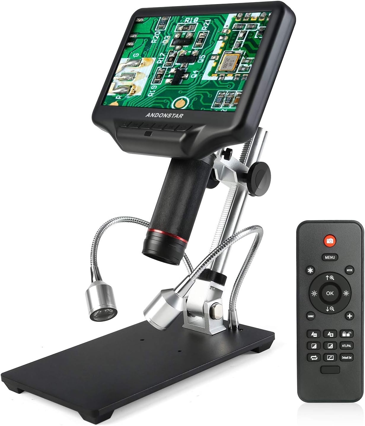 Andonstar AD407 3D HDMI Soldering Digital Microscope met 4MP UHD en 7 inch verstelbare LCD-scherm USB-videomicroscopen voor telefoonreparatie SMT SMD DIY
