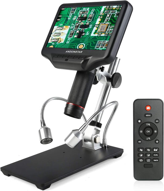 Andonstar AD407 3D HDMI Soldering Digital Microscope met 4MP UHD en 7 inch verstelbare LCD-scherm USB-videomicroscopen voor telefoonreparatie SMT SMD DIY