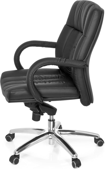 hjh OFFICE 724250 XXL G 100 managersstoel, kunstleer, zwart, bureaustoel, draaistoel gevoerd, lage rugleuning, tot 150 kg belastbaar