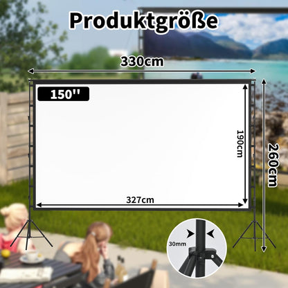 Beamerscherm met standaard, 150 inch draagbaar, voor binnen en buiten