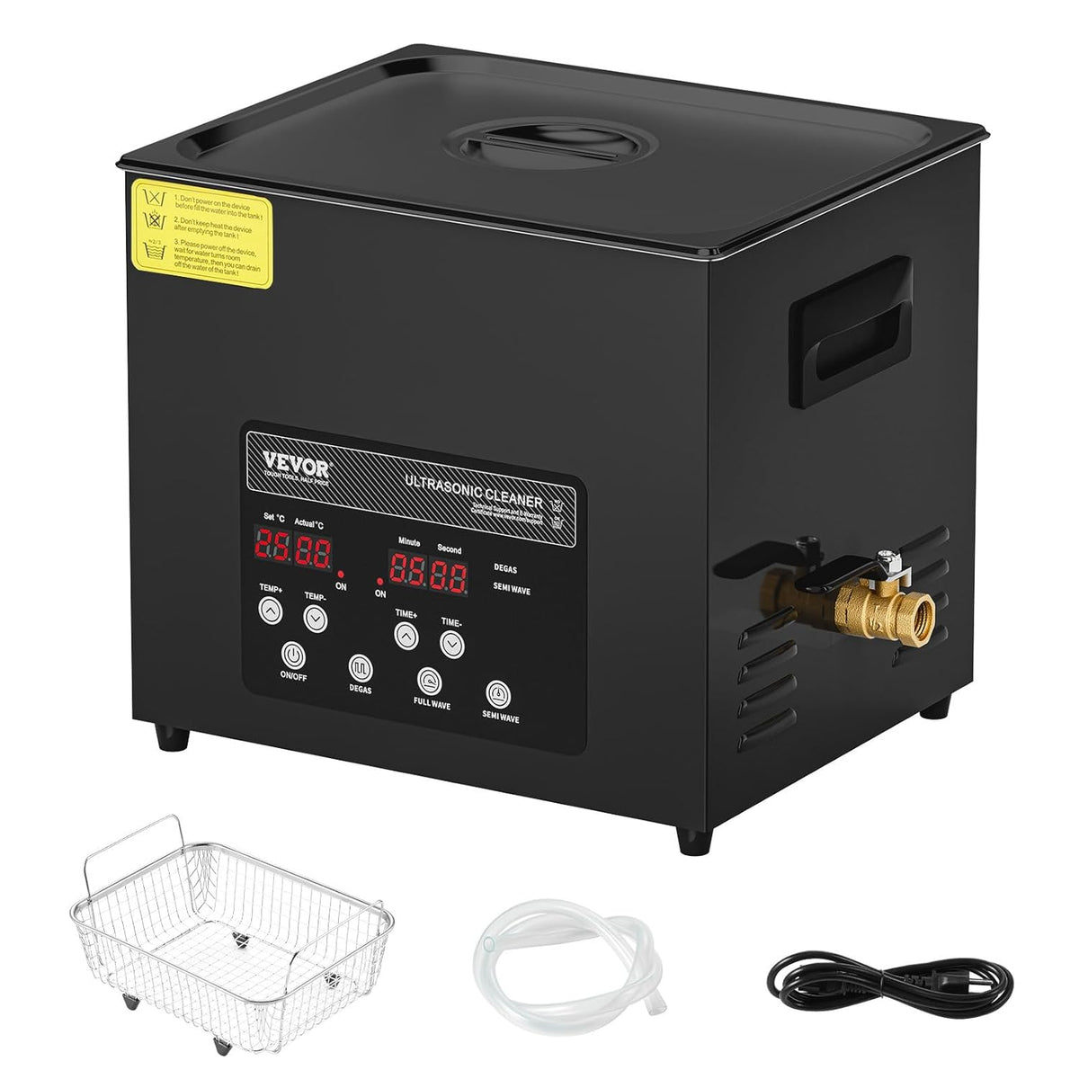 VEVOR Digitale ultrasone reiniger, 10 l, 240 W, met zachte modus en verbeterde degasatie, industriële ultrasone reiniger 40 kHz met timerverwarming voor containers, sieraden