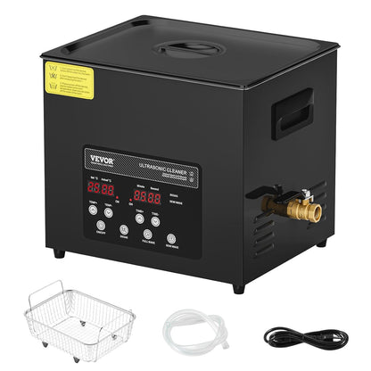 VEVOR Digitale ultrasone reiniger, 10 l, 240 W, met zachte modus en verbeterde degasatie, industriële ultrasone reiniger 40 kHz met timerverwarming voor containers, sieraden