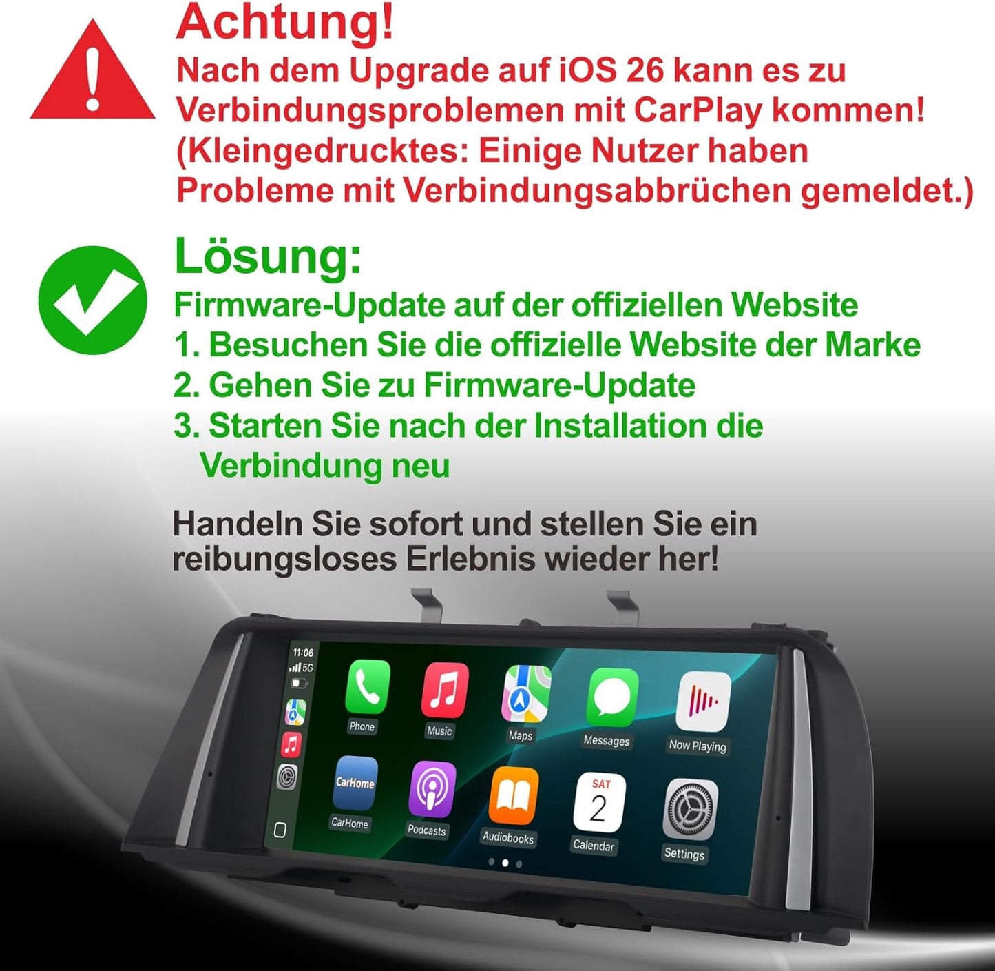 Navigatiesysteem – Autonavigatie – GPS – Touchscreen – Auto Scherm – HD Touchscreen – CarPlay & Android Auto – Geschikt voor BMW 5 Serie F10 F11 (2013-2016)