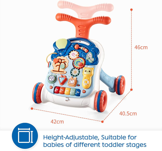 Loopwagen - Loopstoel - Babyloophulp - Multifunctionele Loophulp - met Licht Regelbare Snelheidmuziek - Afneembaar Speelbord - voor Kinderen - van 12-36 maanden - Kunststof - Multikleur