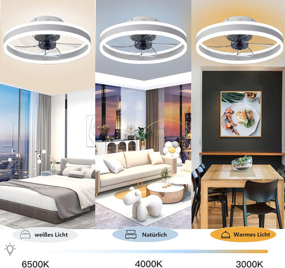 Wildcat plafondventilator met verlichting, stille moderne LED met afstandsbediening Timer ventilator plafondlamp ventilatorlicht voor woonkamer slaapkamer eetkamer (Wit, 50CM)