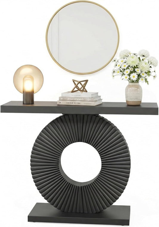 Consoletafel – Haltafeltje – Gangtafel – Sidetable – Achterbanktafel – Robuust Houten Tafelblad – Smal Ontwerp 100x30 cm - QUORE
