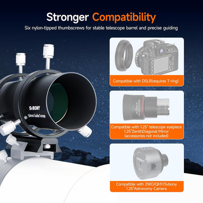 Svbony SV106 Guide Scope 60mm, F4 Zoeker met Spiraalvormige Focuser voor Begeleiden Vinden Sterren, Compatibel met ZWO QHY Auto Guide Camera